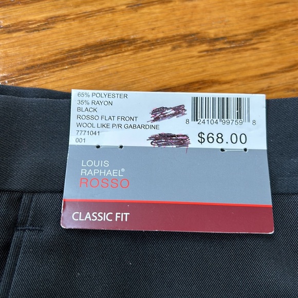 Louis Raphael Rosso flat front classic fit men’s slacks.  Size 40x30.  NWT - Picture 3 of 8